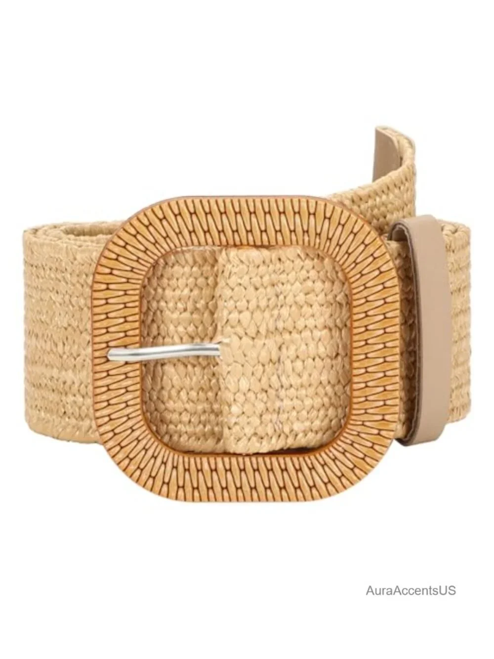 Straw Woven Stretchy Belt, Wide Boho Elastic Belt, Braided Raffia Waist Belt